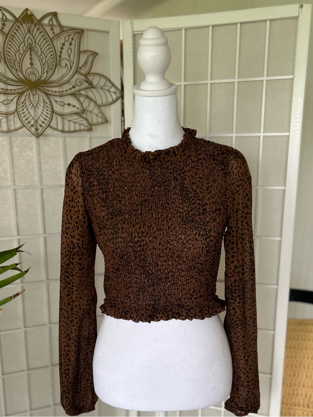 🤎✨ ILLA ILLA Smocked Animal Print Top | Size Medium | Pre-Loved ✨🤎